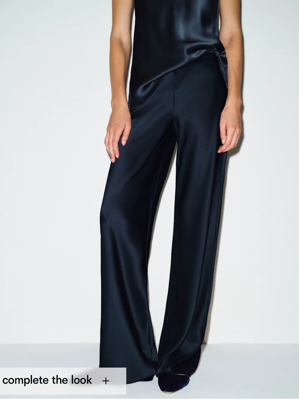 Reformation Gale navy Satin mid rise bias pant